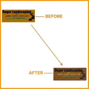 Roger Landscaping and Lawn Care Services logo custom embroidered patch digitizing sample
