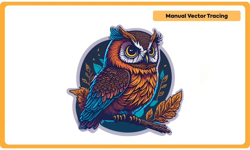 Manual vector tracing example of owl logo with clean details

