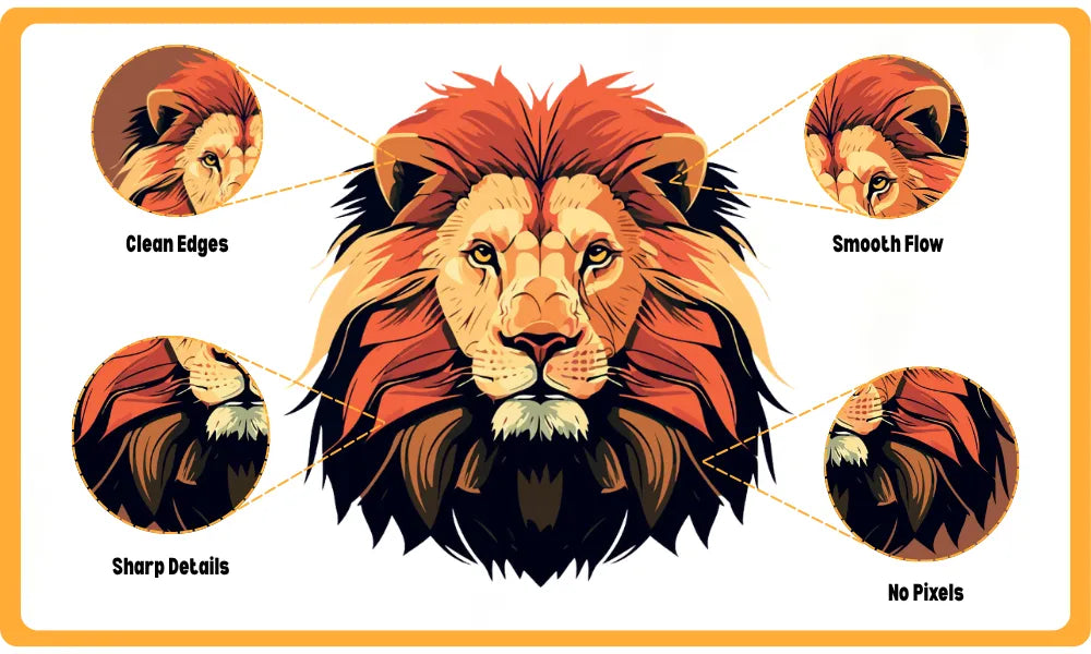 Lion logo vector tracing example showing clean edges and sharp details
